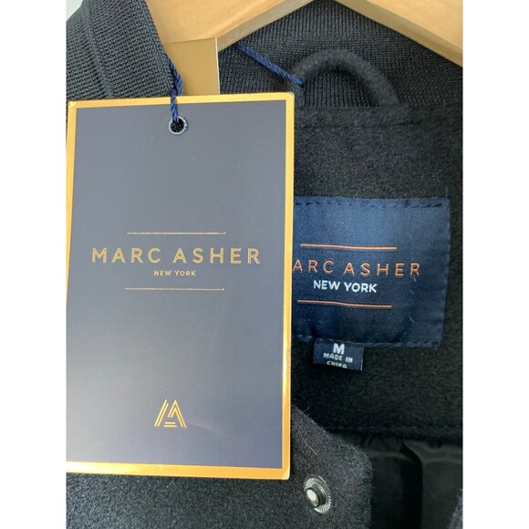 Marc Asher New York Mens Medium Varsity Jacket Black Polyester bomber 8163 - Picture 5 of 8